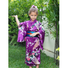Girl Yukata Kimono Purple for 4-8 Year